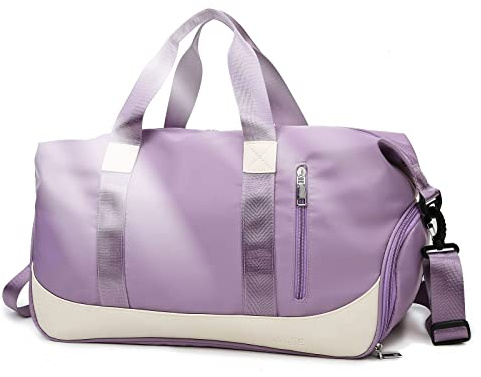 Keyck Bolsa Deporte con Compartimento Zapatos y Bolsillo Húmedo, Bolsa de Deporte para Hombre y Mujer, Bolsa de Viaje Grande Macuto Deporte, Impermeable Mochila Gimnasio Fin de Semana, Natación,Morado