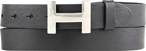 BELTINGER Damen-Gürtel HANNA aus Vollrindleder 3 cm | Schmaler Ledergürtel für Damen 30mm | Silber glänzend | Schwarz 95cm