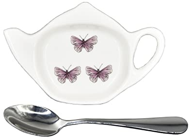 Soporte para bolsitas de té, soporte de cerámica para bolsitas de té, juego de soporte para cucharas, 11,4 cm