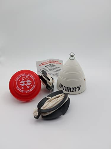 TROMPOS Space - Trompo Saturno Clásico de Diseño Ligero, Peonza de Iniciación con Punta Fija de Acero, Modelo Agil y Equilibrado, Incluye Cuerda, Color Blanco