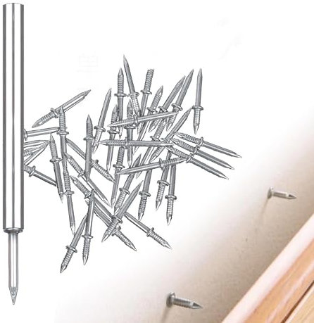 200 Clavo Sin Costura de Rosca de Rodapié de Doble Cabeza, Clavos para Zócalo No Dejan Marcas, con Herramienta de Manga, Clavos Pequeños Tornillos Seguridad Invisible para Chapas de Madera (200)