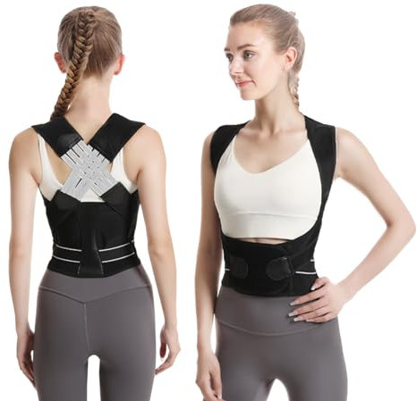 HYJO Correttore Postura Fascia Lombare Supporto Schiena Uomo Donna, Regolabile Tutore Dritta Busto Sollievo dal Aolore Collo, Schiena e alle Spalle(XL)