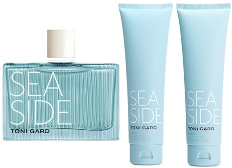 Toni Gard SEA SIDE WOMAN Set – Eau de Parfum 90 ml und Shower Gel 150 ml + Body Lotion 150 ml, blumig-frischer Damenduft mit Bernstein, Vetiver, Moschus, Rose, Zitrone