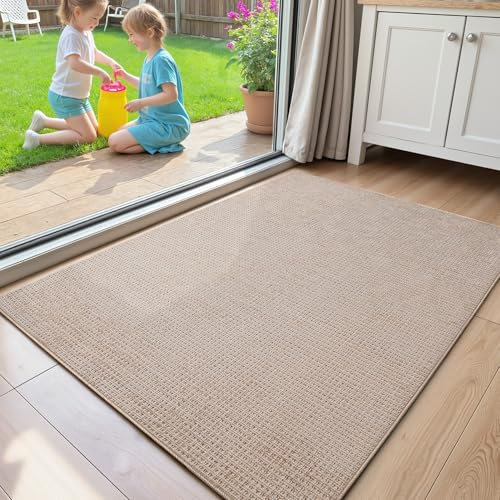 COLOR&GEOMETRY Tappetino per Porta d'Ingresso Interno con Fondo in Gomma Antiscivolo, Ultra Sottile, Morbido e Assorbente, Lavabile e Facile da Pulire, per Ingressi e Aree d'Ingresso, 44x76cm Beige