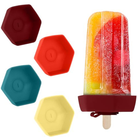 4pcs Supports de Glaces en Silicone Anti-Goutte, 10 x 9 cm Support Creme Glacee Réutilisables pour Enfants Supports de Sucettes Glacées Attrape-Gouttes pour les Tout-Petits