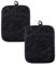 Zhenghebuy Presine da Cucina,2 Pezzi Presine in Cotone con Tasche,Presine da Forno,Guanti Quadrati da Forno Resistenti al Calore per Cucina,Cottura(Nero)