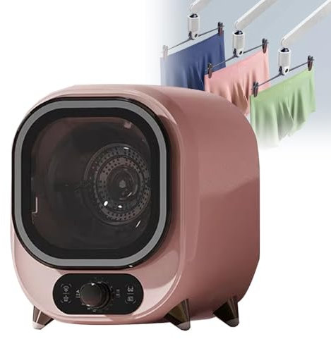 Mini Asciugatrice, Asciugatrice Portatile a Condensatore, 5 Modalità di Asciugatura, Carico da 0,8 kg, Asciugatrice Elettrica, Mini Asciugatrice Centrifuga, Asciugatrice Ventilata per Biancheria(Pink)
