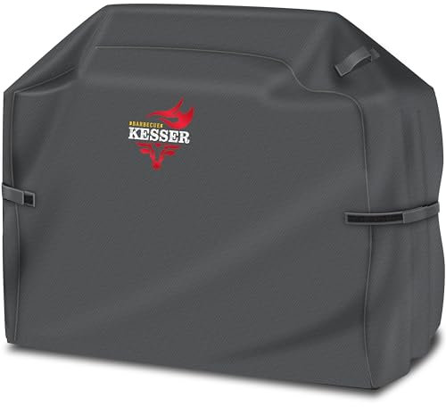 KESSER® Premium BBQ Grillabdeckung Gasgrill Grillhaube Abdeckung Wetterfest - für Weber, Brinkmann, Char Broil Grill Abdeckhaube Schutzhülle | 600D Oxford- Gewebe Reißfest | 147x61x122 cm | Anthrazit