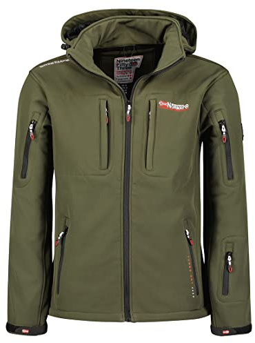 Geographical Norway Tunarama Men – Chaqueta Softshell con capucha para hombre impermeable – Abrigo exterior – Chaqueta táctica resistente – Randonnee Ski Otoño Invierno Primavera (Kaki S), caqui, S