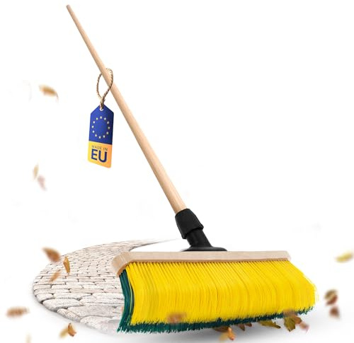 Novaliv Escoba para garras con mango de 60 cm, cepillo especial de cerdas curvas, ideal como escoba de jardín, escoba rascadora, escoba de césped artificial, ideal para camping, escoba de calle