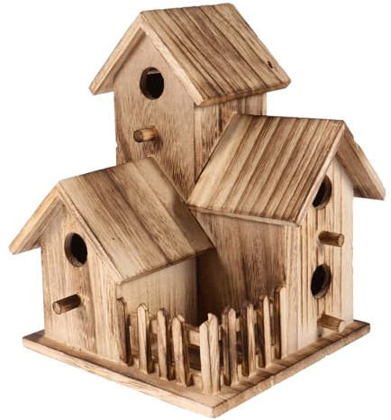 Toyvian Nichoir en Bois Créatif pour Oiseaux, Maison Extérieure en Bois Naturel Perchoir, Décor Artisanal et Cadre à Monter pour Petits Oiseaux et Bricolage DIY
