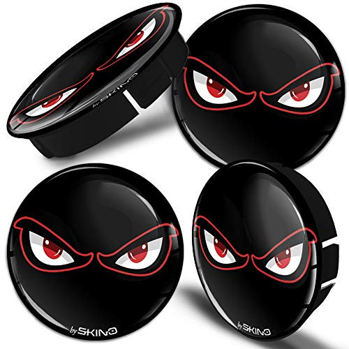 SkinoEu® 4 x 60mm Silikon Nabenkappen Kappen Augen No Fear Eyes Felgendeckel Radkappen Radnabendeckel Nabendeckel Auto Tuning C 40