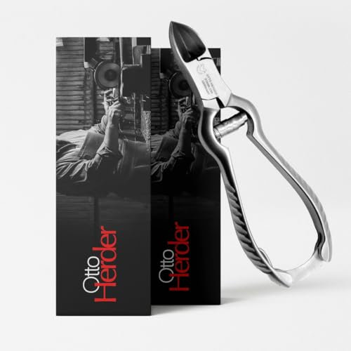OTTO HERDER - Pinza per unghie per pedicure con molla tampone da 13,5 cm in acciaio inox per tagliare le unghie delle dita dei piedi e delle unghie delle dita