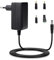 Aukru 12V 2A 24W Adaptateur d'alimentation Chargeur Secteur avec 4 Connecteurs pour Ordinateur Portable, imprimante, numériseur, Routeur,télécopieurs, TFT, écran LCD, etc