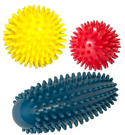 Quiactive Massagebälle Set | Massageball mit Noppen für Rücken, Beine, Füße & Hände | 2x Igelball hart & 1x Fußmassage Ball | Noppenball perfekt für Linderung & Triggerpunkt-Massagen | Roller