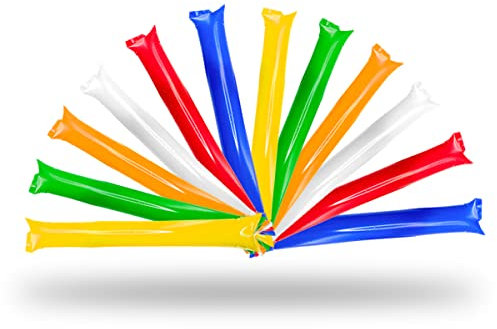 FUN FAN LINE – 60er Paar-Pack Wiederverwendbare aufblasbare Bam Bam-Sticks | Laute Klatschstöcke für Partys, Fußball und Veranstaltungen | Sport- und Partyzubehör (Mehrfarbig)