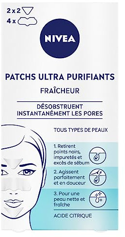 NIVEA - Patch Visage Ultra Purifiant Fraîcheur - Désobstrue Les Pores - Retire Points Noirs, Impuretés & Excès De Sébum - Peau Purifiée, Nette & Fraîche - Acide Citrique - Tous Types De Peaux - x 6