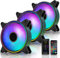 EZDIY-FAB Moonlight 120mm RGB Case Fan with Fan Hub X and Remote,Motherboard Aura SYNC,Speed Control,Addressable Fan for PC Case-3 Pack
