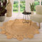 TT Home Jute Teppich Rund Wohnzimmer Esszimmer Boho Modern Handgemacht Mit Umrandung, Farbe: Natur, Größe:100 cm Rund