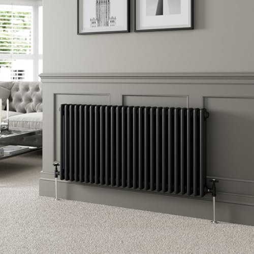 DuraTherm® 600 x 1190mm Black Traditional Horizontal Designer Radiator Triple Column Colosseum Cast Iron Style Central Heating Panel Radiators Rad