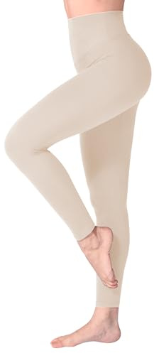 SINOPHANT Leggings Damen High Waist - Blickdicht Leggins mit Bauchkontrolle für Sport Yoga Gym(1 Weiß Beige,L-XL)