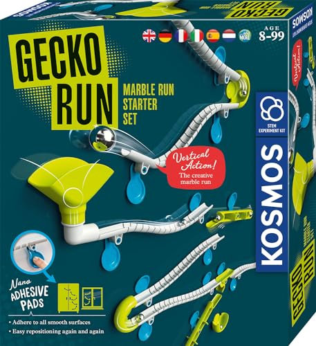KOSMOS 617288 Gecko Run - Starter-Set, Starter Set, Erweiterbare Kugelbahn für Kinder, Vertikale Kugelbahn, Murmelbahn, Lernspielzeug und Konstruktionsspielzeug ab 8 Jahren, Mehrsprachig