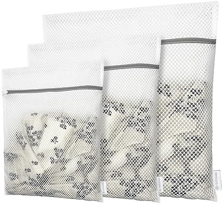 Wäschesäcke aus Wabennetz für Feinwäsche, Reiseaufbewahrung, Organisationstaschen, Wäschewaschbeutel für Unterwäsche, Dessous, BH, Bluse, Strümpfe, Socken, Jacke, Mantel, Decke, Schuhe(S+M+L)