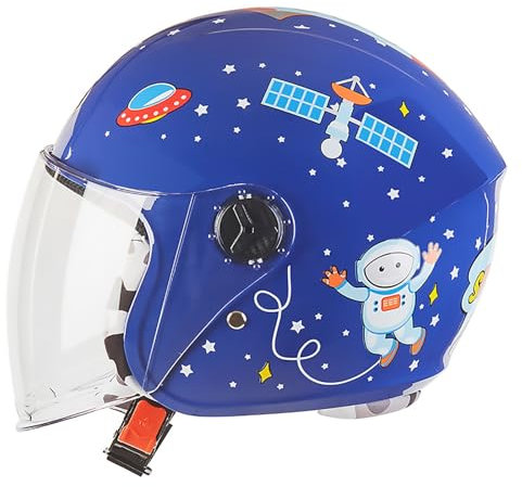 Retro-Kinderhelm mit offenem Gesicht, leichter 3/4-Halbhelm für Kinder, Reithelm für Jungen und Mädchen, Fahrrad-Moped-Cruiser-Jugendhelm A,48-56