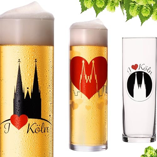 Imperial Kölschgläser Kölschgläser con motivos de la Catedral de Colonia, 200 ml (máx. 240 ml) Set de 3 piezas Kölsch barras de cristal 0,2 L vasos de cerveza Colonia