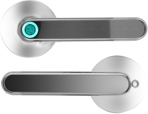 Schlüsselloses Haussicherheitsschloss, Biometrisches Türschloss mit Schneller Fingerabdruckerkennung, für Haussicherheitssystem, für Zuhause/Büro (helles Chrom)