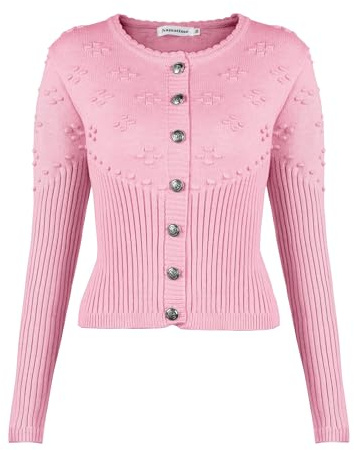 Namatime Bolero Dirndl - Giacca tradizionale bavarese da donna, con bottoni, stile Oktoberfest, Colore: rosa., 48