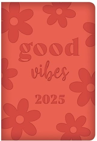 Taschenkalender 2025, weich, gepolstert, Wochenansicht, strukturiertes Design, Rot