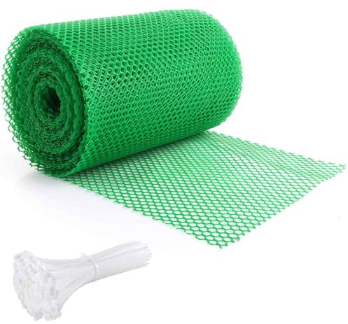 LDXDRU 30cm x 20m Garden Plastic Mesh Fencing, Poultry Garden Fence Barrier, Reusable Safety Mesh Netting, Hexagonal Fencing Roll for Gardening Animal Pet Protection - Green