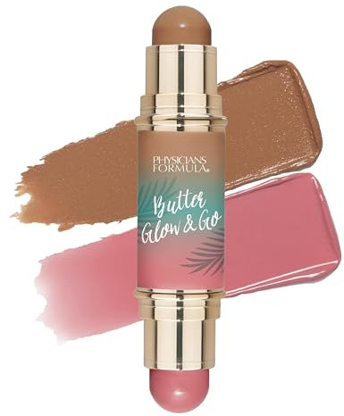 Physicians Formula Butter Glow & Go, Stick Trucco Multiuso a Doppia Estremità per Guance, Occhi e Labbra, Tonalità Complementari per Abbronzatura, Contorno e Fard, Sunkissed Rose
