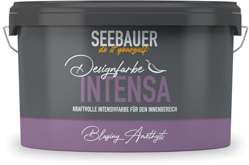 SEEBAUER diy Intensivfarbe INTENSA Violett 2,5L (Blazing Amethyst) Edelmatte Wandfarbe Lila - Innenfarbe sehr hohe Deckkraft - Matt, Abwaschbar und Tropffrei