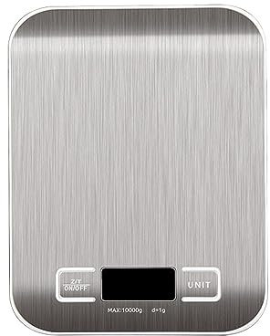 MOKLYF Báscula electrónica Recargable de Acero Inoxidable de 5 kg/10 kg, báscula de Cocina, para el hogar, para Pesar Joyas, Alimentos, Aperitivos, Herramientas par(Un Color - 10 kg G064B