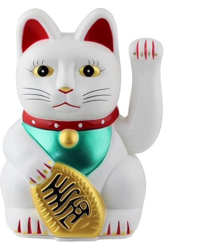 Feng Shui Gift Shop Maneki Neko Waving Cat Good Luck Bringer, White (6.5 x 6.5 x 11 cm)
