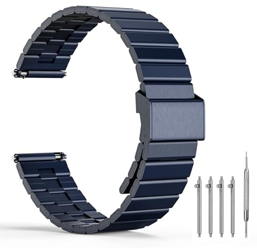 TODYSTRAP Metall Uhrenarmband Edelstahl 20mm, Blau Schnellverschluss Uhrenarmbänder Edelstahl, Smartwatch Ersatzarmband für Herren Damen, Metallarmband 20mm 22mm