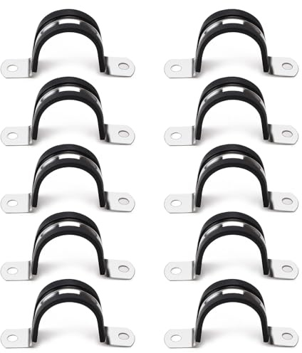 YYIGVMO 10 Pezzi 32mm Clip a U Rivestite in Gomma, Clip a U in Acciaio Inox Rivestite in Gomma, per Fissare Tubi e Cavi