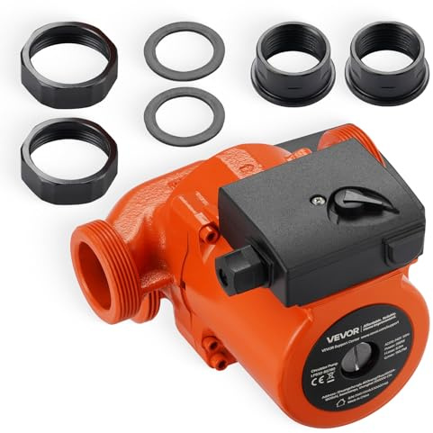 VEVOR Pompa di Circolazione in Ghisa LPS25-6S/130, 1/8 HP, Pompa di Circolazione per Acqua Calda 220-240 V 550 LPM, Attacco Filettato, Regolazione a 3 Velocità, per Impianto di Riscaldamento