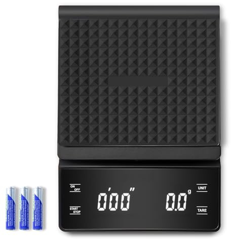 WISHSOM Coffee Scale with Timer, 3kg/0.1g High Precision Espresso Scale, Digital Kitchen Scale for Espresso and Pour-Over Coffee (Batteries Included)