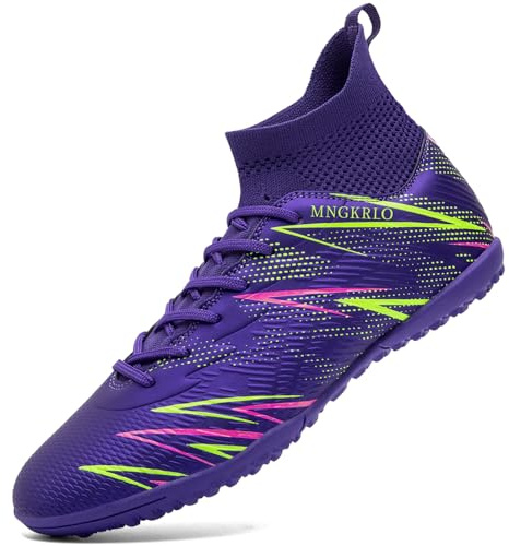 PiDaGlobal Zapatillas de Fútbol Hombre Mujer TF Turf con Tacos Zapatillas Futsal Multitacos Antideslizantes High Top para Entrenamiento Junior Césped Artificial Indoor Outdoor