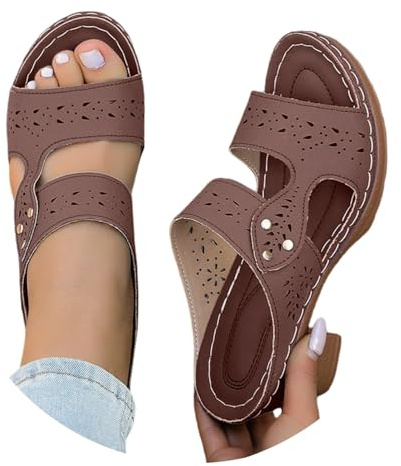 Generiska damsandaletter, sandaletter med blockklack, sandaler med klack, öppen tå höga klackar tofflor bekväma ortopediska sandaler slip-on, högklackade skor, eleganta pumps sommarskor
