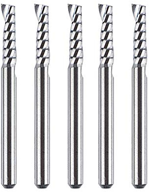 SpeTool 5 Stück Alu Fräser 3,175 mm (1/8) Schaft Einschneidiger CNC Fräser Holz VHM 12mm Schnittlänge Schaftfräser für Aluminium und Kunststoff