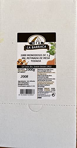 Sal de Mesa en Sobre Monodosis, yodo- 1000 Unidades de 1gr