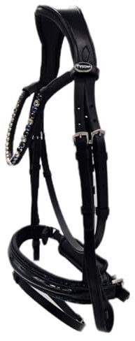 Tysons Blue Trense ergonomisch Lack Glitzer auch auf Nasenriemen incl. Zügel Schwarz weiches Leder VB WB X Full (VB)