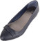 Womens Genuine Leather Slip On Formal Smart Work School Suit Ballerina Style Dolly Shoes - Navy - UK 5 / EU 38