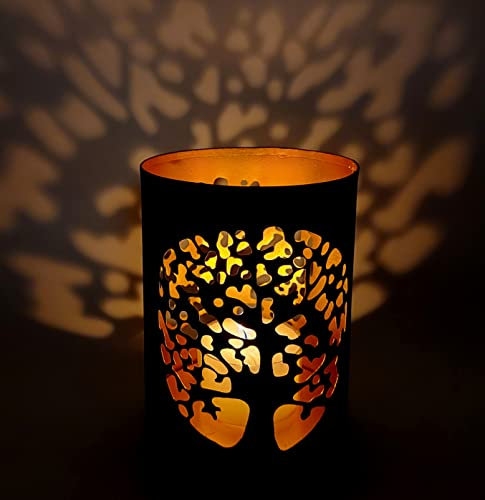 Bougeoir votif fait à la main en métal - Motif arbre de vie - Yggdrasil - Spiritualité - Mythologie - Décoration - Cadeau de mariage - Diwali