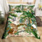 richhome Tiger Animal Duvet Cover Single Size,Green Palm Leaves Jungle Bedding Set 2pcs for Kids Teens,Rainforest Eagle Wildlife Comforter Cover Soft Quilt Cover Bedroom Decor Bedspread