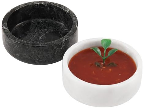 Radicaln Saucenbecher in Schwarz und Weiß, handgefertigt aus Marmor, kleine Dip-Schalen für Gerichte – ideale Servierschüssel, Saucenhalter und Salatdressing-Behälter